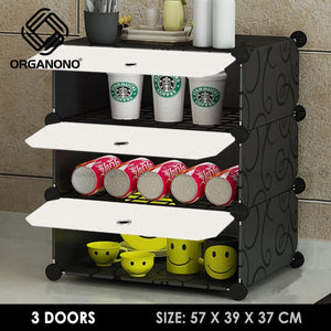 Organono DIY 2-10 Doors Multipurpose Kitchen Rack Organizer Stackable Cabinet - 35x17cm