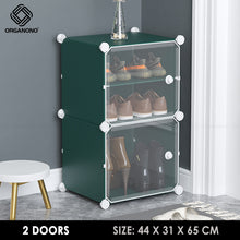 Load image into Gallery viewer, Organono DIY 2-48 Layers GREEN w/ CLEAR DOORS Shoe Organizer - Removable Layer
