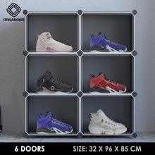 Load image into Gallery viewer, Organono DIY 1-25 BLACK w/ CLEAR DOORS Multipurpose Shoe Organizer Stackable Cabinet
