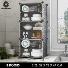 Load image into Gallery viewer, Organono DIY 1-6 Doors Multipurpose Kitchen Rack Organizer Stackable Cabinet - 30x40cm

