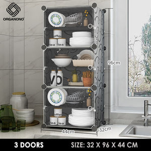 Organono DIY 1-6 Doors Multipurpose Kitchen Rack Organizer Stackable Cabinet - 30x40cm