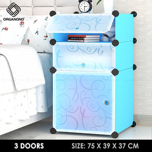 Organono DIY 1-3 Doors Multipurpose Bedside Cabinet Stackable Organizer