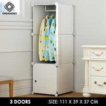 Load image into Gallery viewer, Organono DIY 3-5 Doors Multipurpose Wardrobe Organizer Stackable Cabinet with 1 Hanging Pole
