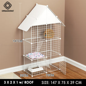 Organono DIY 2-4 Layer ALL CLEAR Panel Stackable Pet House with Roof - 35cm