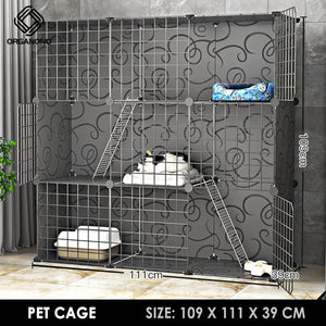 Organono DIY 1-3 Door Steel Net & Panels Multipurpose Pet Cage Stackable Play Pen - 35cm