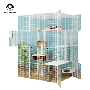 Organono DIY 2-5 Layer Steel Net Multipurpose Big Pet Cage Stackable House Play Pen with Ladders - 35cm