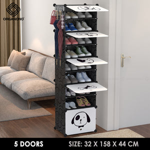 Organono DIY 2-30 Layers BLACK with CATS & DOGS DOORS Shoe Organizer - Removable Layer
