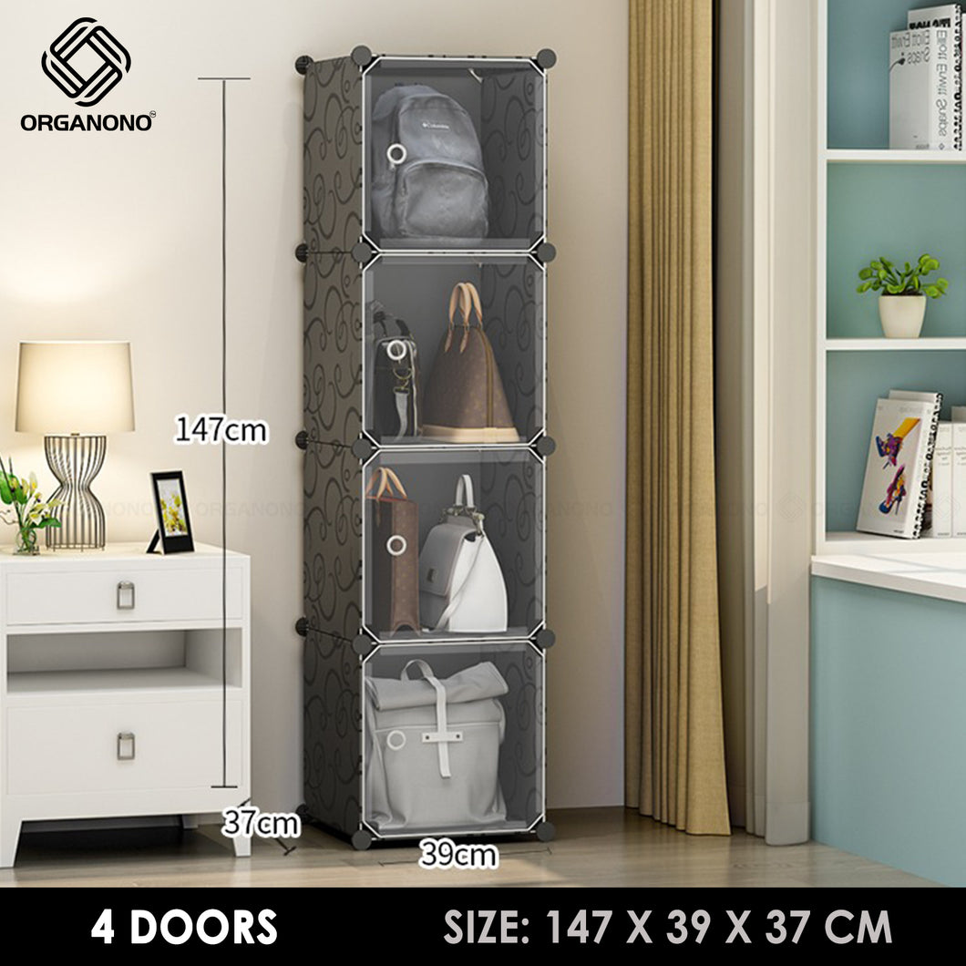 Organono DIY 4-12 Doors Bag Cabinet w/ CLEAR DOOR Stackable Organizer