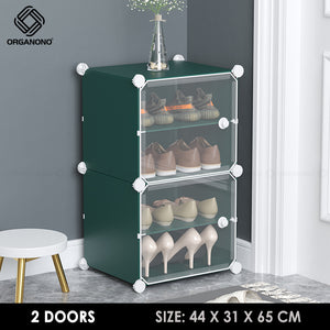 Organono DIY 2-48 Layers GREEN w/ CLEAR DOORS Shoe Organizer - Removable Layer