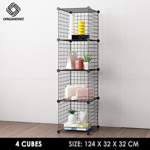 Organono DIY 2-20 Cube Metal Net Multipurpose Open Shelf Cabinet Organizer - 30cm