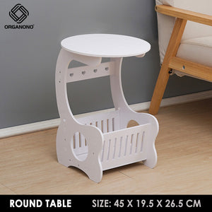 Organono PVC White Mini Bedside Bedroom Tea Time Magazine Round Coffee Table