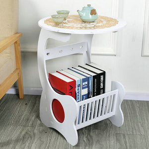 Organono PVC White Mini Bedside Bedroom Tea Time Magazine Round Coffee Table