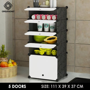 Organono DIY 2-10 Doors Multipurpose Kitchen Rack Organizer Stackable Cabinet - 35x17cm