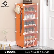 Load image into Gallery viewer, Organono DIY 2-48 Layers ORANGE w/ CLEAR DOORS Shoe Organizer - Removable Layer
