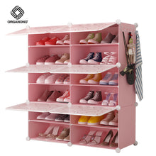 Load image into Gallery viewer, Organono DIY 2-30 Layers PINK w/ MATTE FLORAL DOORS Shoe Organizer - Removable Layer
