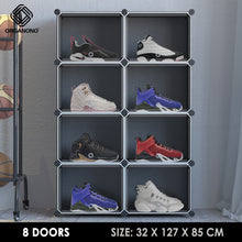 Load image into Gallery viewer, Organono DIY 1-25 BLACK w/ CLEAR DOORS Multipurpose Shoe Organizer Stackable Cabinet
