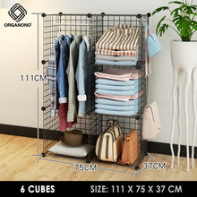Load image into Gallery viewer, Organono DIY 4-25 Cube Stackable Metal Net Cabinet with Hanging Pole - 35cm
