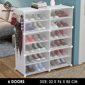 Organono DIY 2-30 Layers WHITE w/ CLEAR DOORS Shoe Organizer - Removable Layer