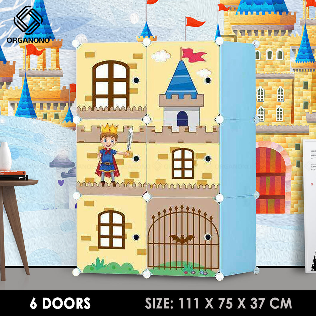 Organono DIY 2-8 Doors PRINCE & PRINCESS CASTLE Stackable Cabinet for Kids