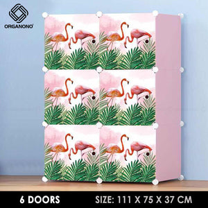 Organono DIY 6-12 Doors Flamingo Stackable Cabinet with Hanging Pole & Shoe Rack