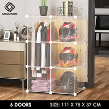 Load image into Gallery viewer, Organono DIY 6-20 Doors ALL CLEAR Wardrobe Stackable Cabinet with Hanger Pole
