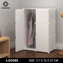 Load image into Gallery viewer, Organono DIY 6-25 Doors ALL WHITE Wardrobe Stackable Cabinet with Hanger Pole and Shoe Rack
