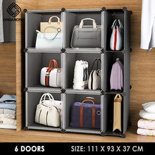 Load image into Gallery viewer, Organono DIY 1-6 Doors CLEAR DOOR Bag Cabinet Stackable Organizer with Extra Side Storage
