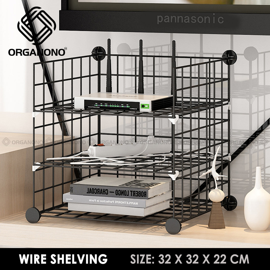 Organono 3 Layer Metal Wire Shelving Metal TV WIFI Router Net Frame Rack