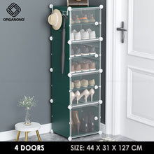 Load image into Gallery viewer, Organono DIY 2-48 Layers GREEN w/ CLEAR DOORS Shoe Organizer - Removable Layer
