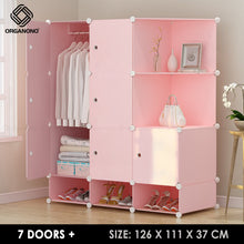 Load image into Gallery viewer, Organono DIY 8-27 ALL PINK DOORS Wardrobe Stackable Cabinet with Corner Shelf
