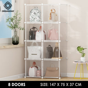 Organono DIY 2-16 Doors ALL CLEAR Bag Cabinet Stackable Organizer