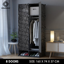 Load image into Gallery viewer, Organono DIY 6-16 Doors ALL BLACK Wardrobe Stackable Cabinet with Hanger Pole &amp; Shoe Rack
