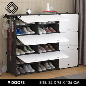 Organono DIY 2-30 Layers BLACK with WHITE DOORS Shoe Organizer - Removable Layer