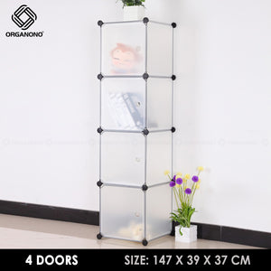 Organono DIY 3-4 Doors Multipurpose Cube Organizer Stackable Cabinet