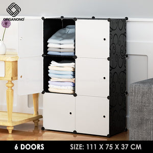 Organono DIY 4-8 Doors Multipurpose Cube Organizer Stackable Cabinet