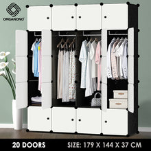 Load image into Gallery viewer, Organono DIY 20 Doors Stackable Cabinet with Hanging Pole &amp; Shoe Rack
