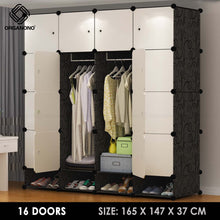 Load image into Gallery viewer, Organono DIY 16 Doors Wardrobe Organizer Stackable Cabinet with Hanging Pole &amp; Shoe Rack
