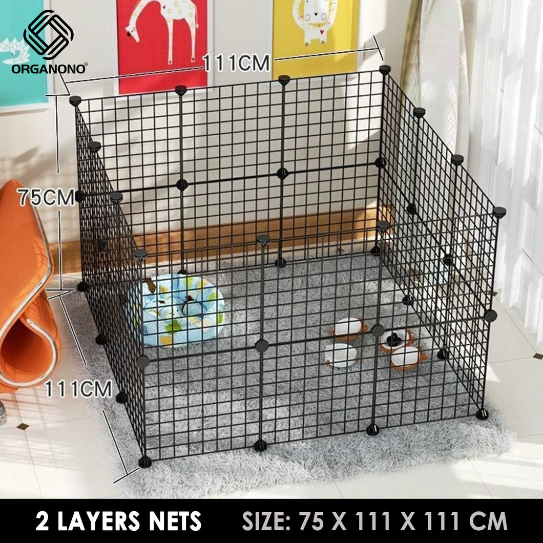 Organono DIY 2 Layer Steel Net Multipurpose Pet Cage Stackable Play Pen - 30cm