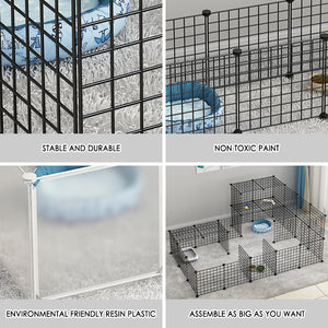 Organono DIY 1 Door Steel Net Multipurpose Pet Cage Stackable Play Pen with Panels - 35x17cm