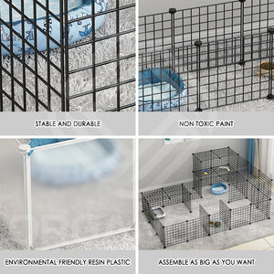 Organono DIY 2-3 Door Steel Net Multipurpose Roof Pet Cage Stackable House Play Pen - 35cm