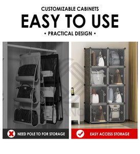 Organono DIY 2-12 WHITE DOORS Bag Cabinet Stackable Organizer