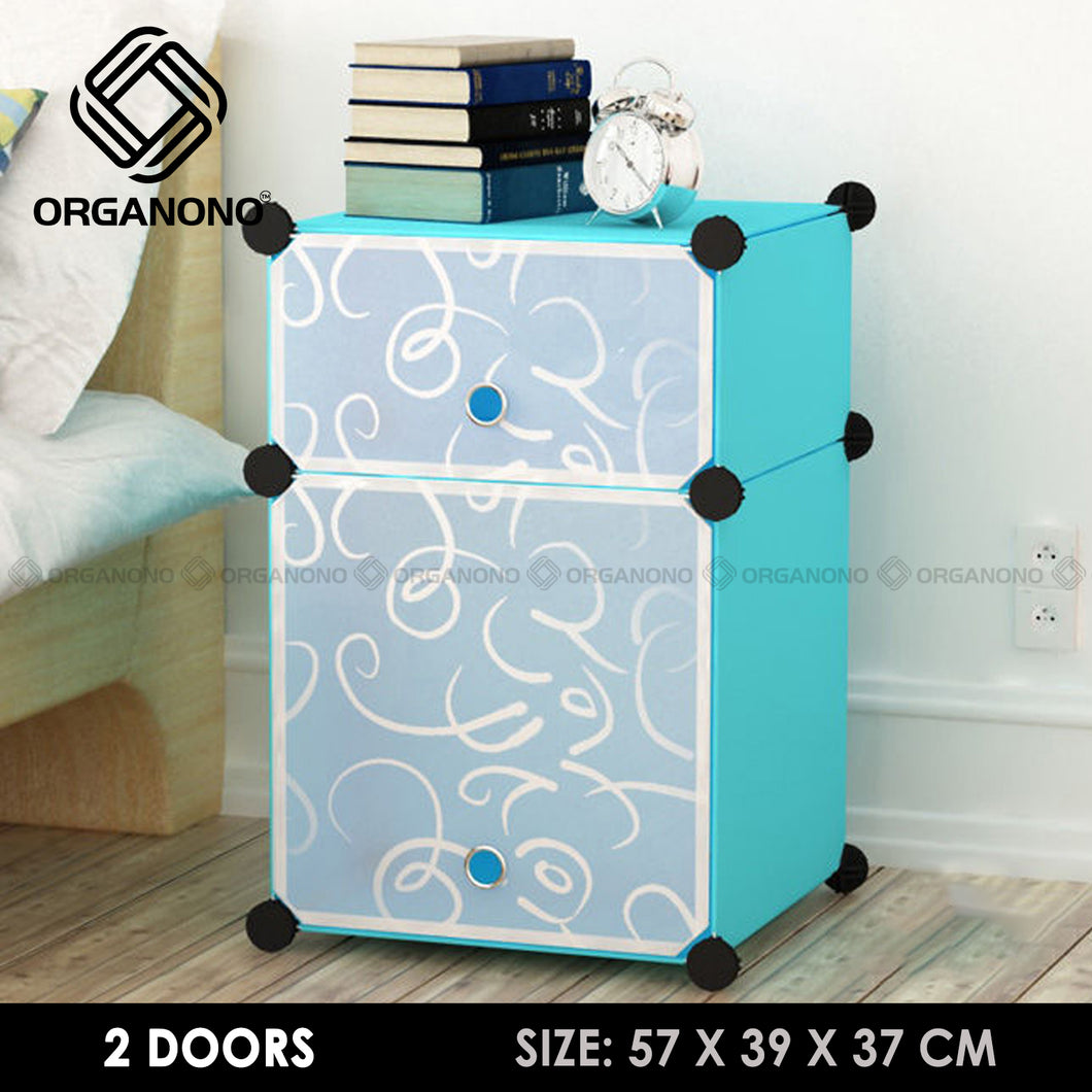 Organono DIY 1-3 Doors Multipurpose Bedside Cabinet Stackable Organizer