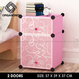 Organono DIY 1-3 Doors Multipurpose Bedside Cabinet Stackable Organizer