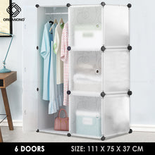 Load image into Gallery viewer, Organono DIY 6 Doors Wardrobe Organizer Stackable Cabinet with Hanging Pole &amp; Shoe Rack
