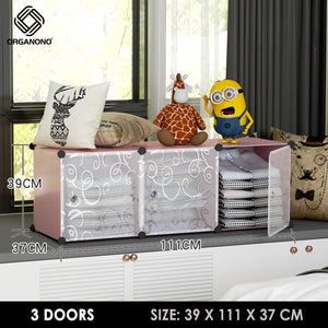 Organono DIY 2-5 Doors Multipurpose Cube Organizer Stackable Cabinet