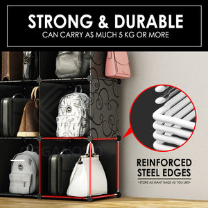 Organono DIY 1-6 Doors CLEAR DOOR Bag Cabinet Stackable Organizer with Extra Side Storage