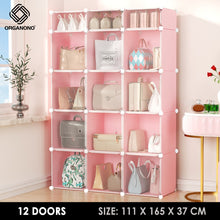 Load image into Gallery viewer, Organono DIY 3-12 Doors Bag Cabinet w/ CLEAR DOOR Stackable Organizer with Extra Top Storage
