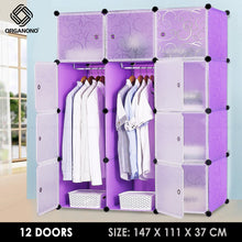 Load image into Gallery viewer, Organono DIY 12 Doors Wardrobe Organizer Stackable Cabinet with Hanging Pole &amp; Shoe Rack
