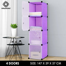 Load image into Gallery viewer, Organono DIY 3-4 Doors Multipurpose Cube Organizer Stackable Cabinet
