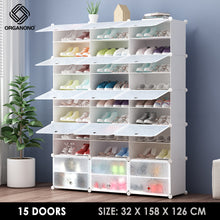Load image into Gallery viewer, Organono DIY 2-30 Layers WHITE w/ MATTE FLORAL DOORS Shoe Organizer - Removable Layer
